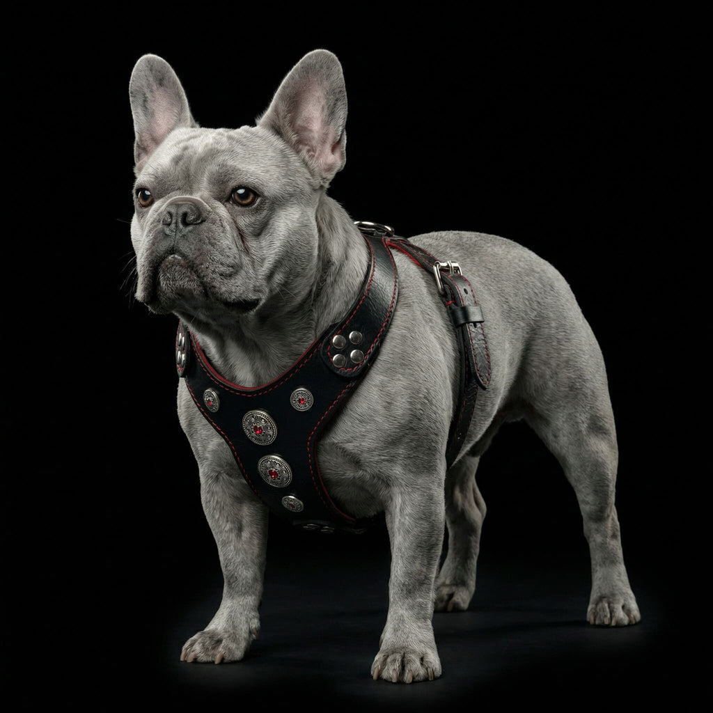 The ''Bijou'' harness Black & Red Small to Medium Size