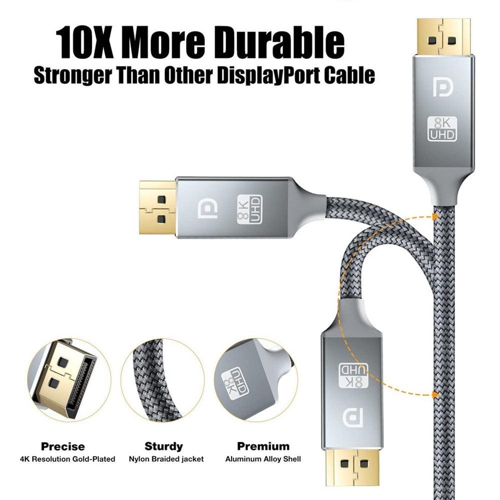 High Speed Display Port TV Cable Audio 8K Video Cable Compatible For PC And Laptop Portable Projector DP1.2 DP1.4 Lightweight Cable