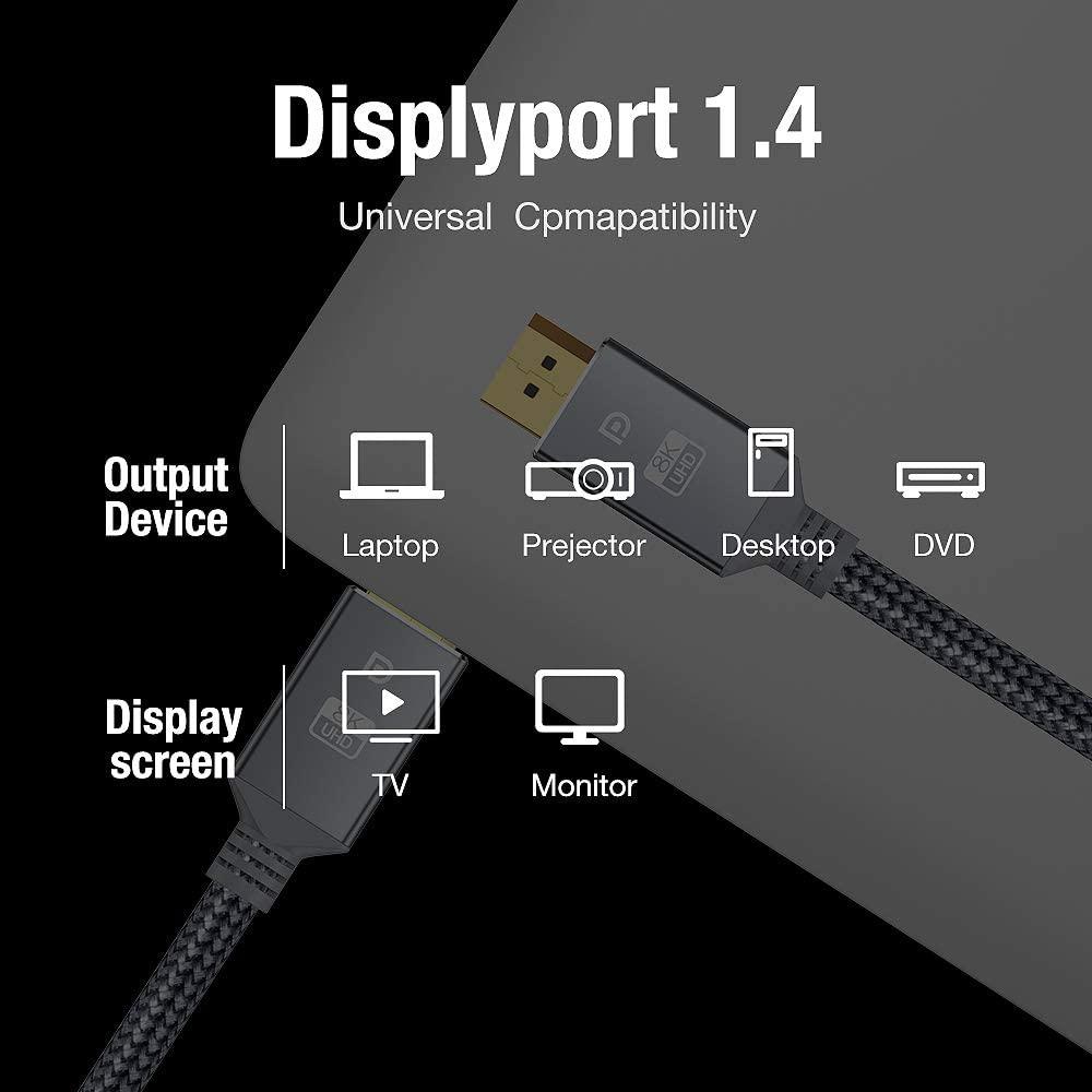 High Speed Display Port TV Cable Audio 8K Video Cable Compatible For PC And Laptop Portable Projector DP1.2 DP1.4 Lightweight Cable