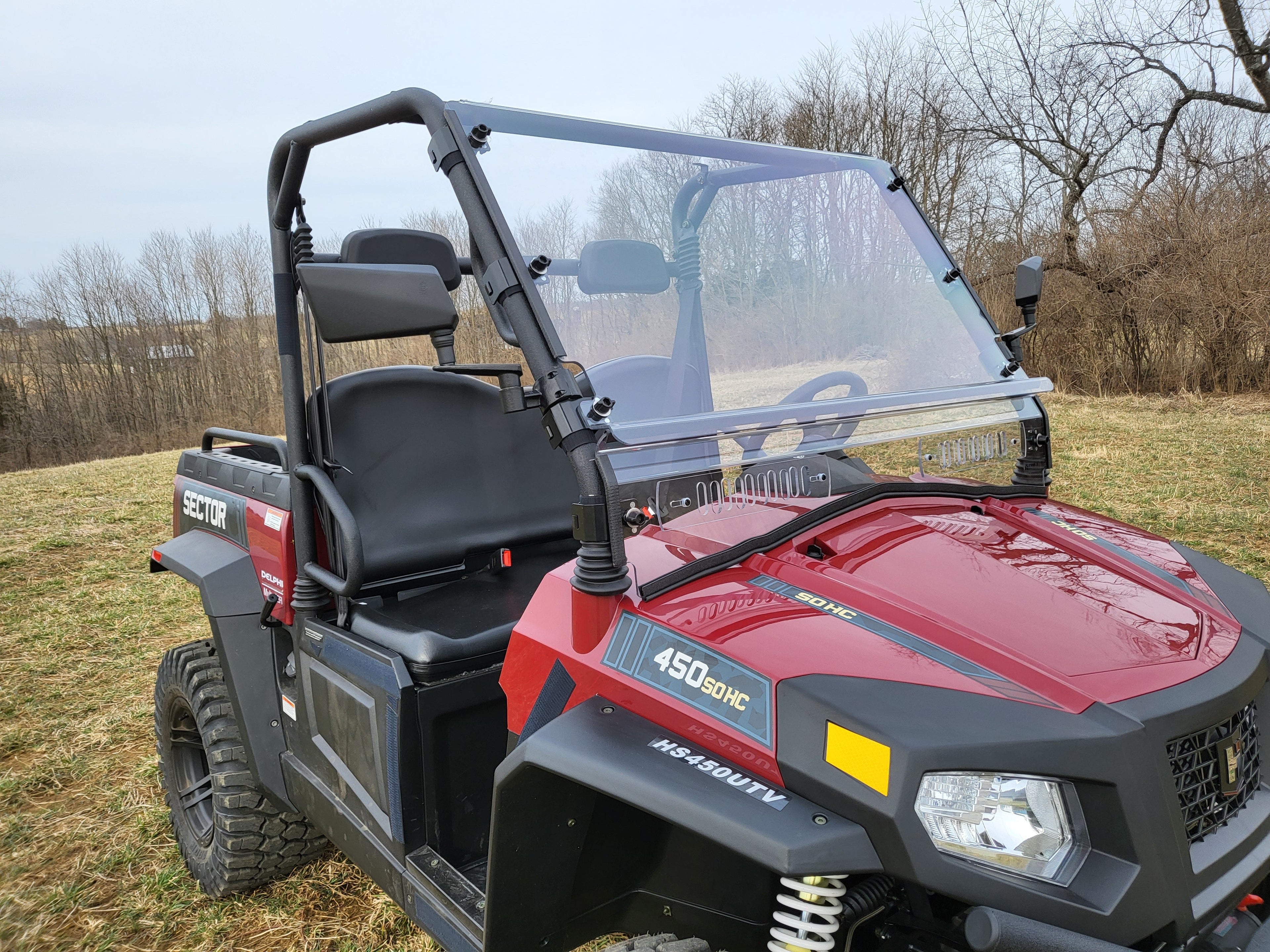 HiSun Sector 450 - 2 Pc Windshield with Clamp, Vent, and Hard Coat Options