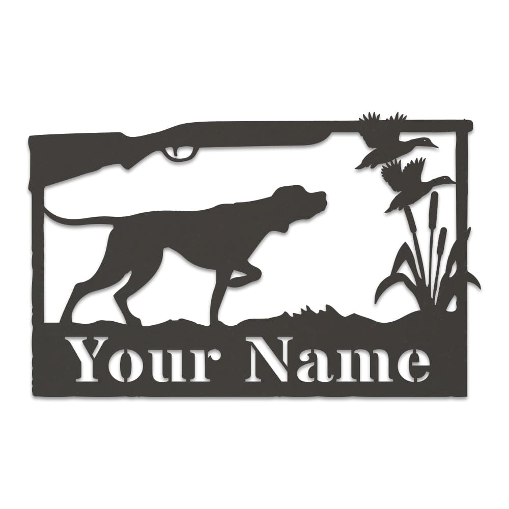 Hunting Dog & Ducks Monogram Metal Sign