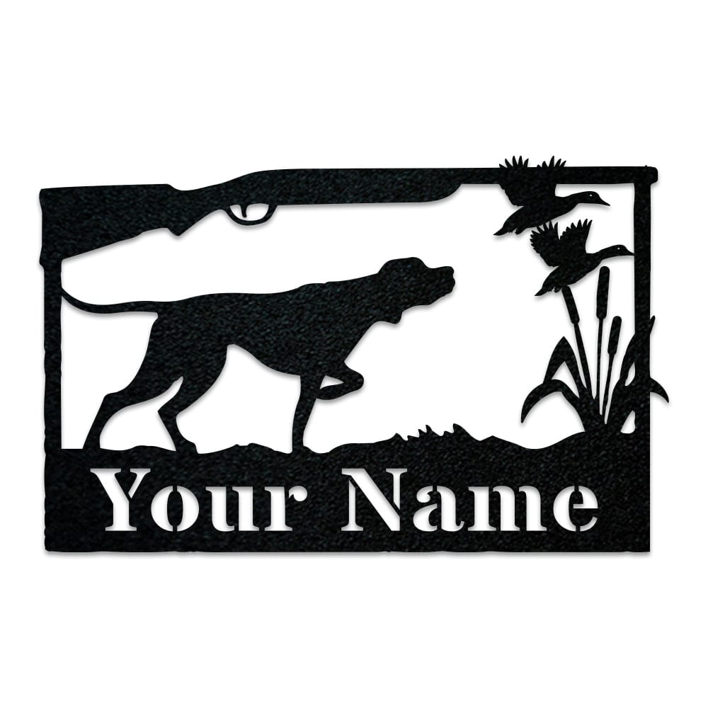 Hunting Dog & Ducks Monogram Metal Sign