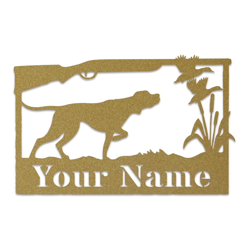 Hunting Dog & Ducks Monogram Metal Sign