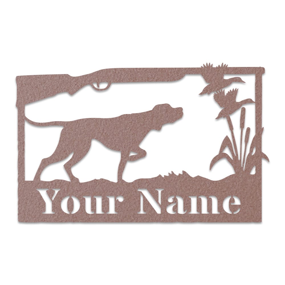 Hunting Dog & Ducks Monogram Metal Sign