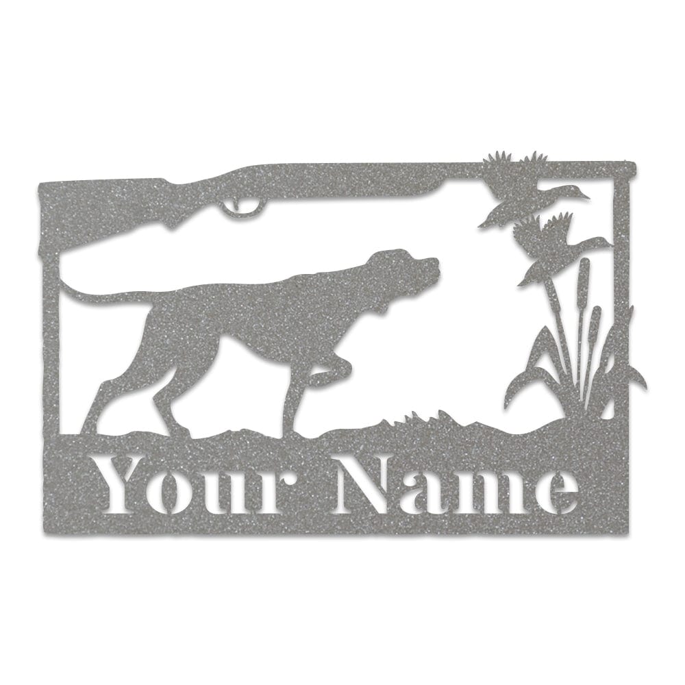 Hunting Dog & Ducks Monogram Metal Sign