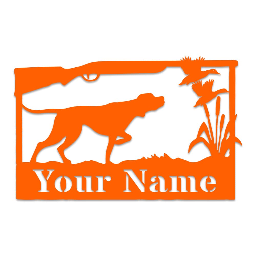 Hunting Dog & Ducks Monogram Metal Sign