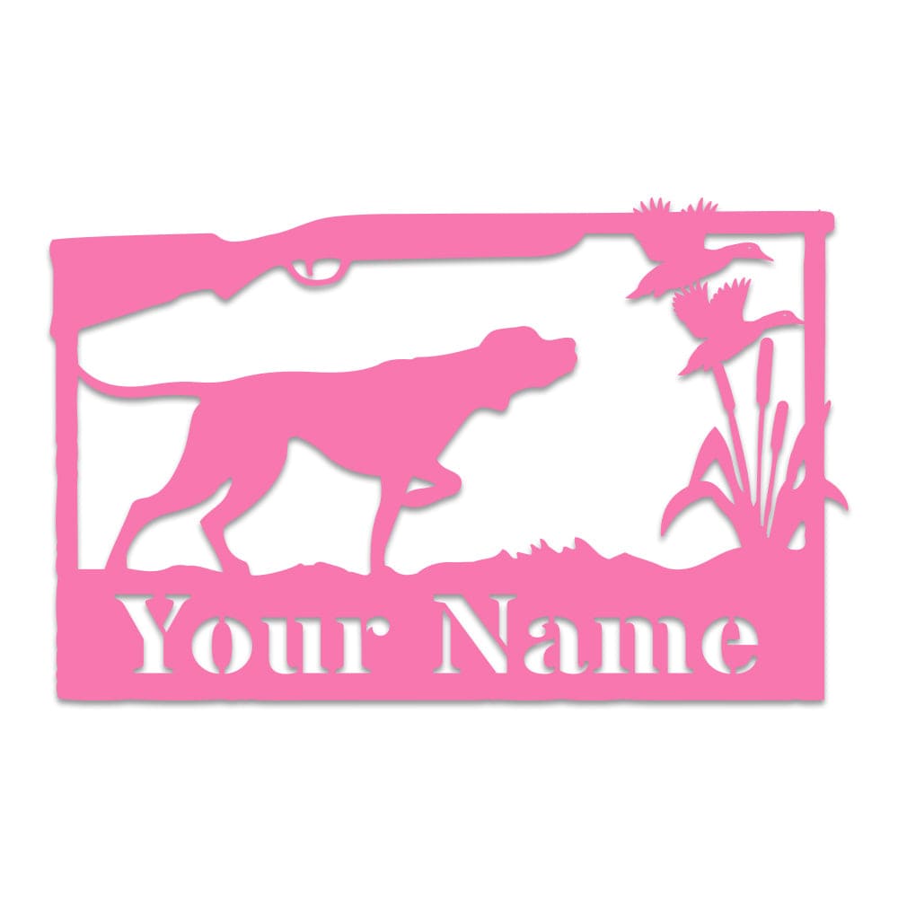 Hunting Dog & Ducks Monogram Metal Sign