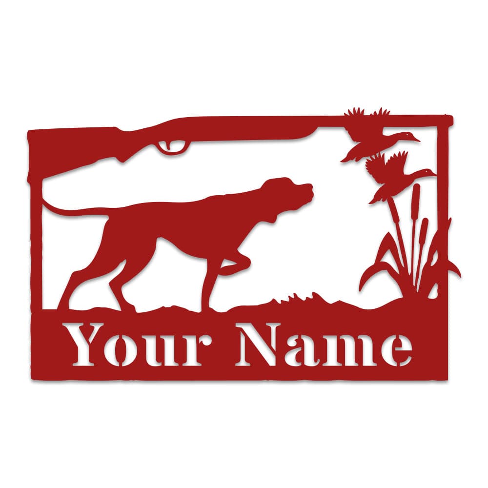 Hunting Dog & Ducks Monogram Metal Sign