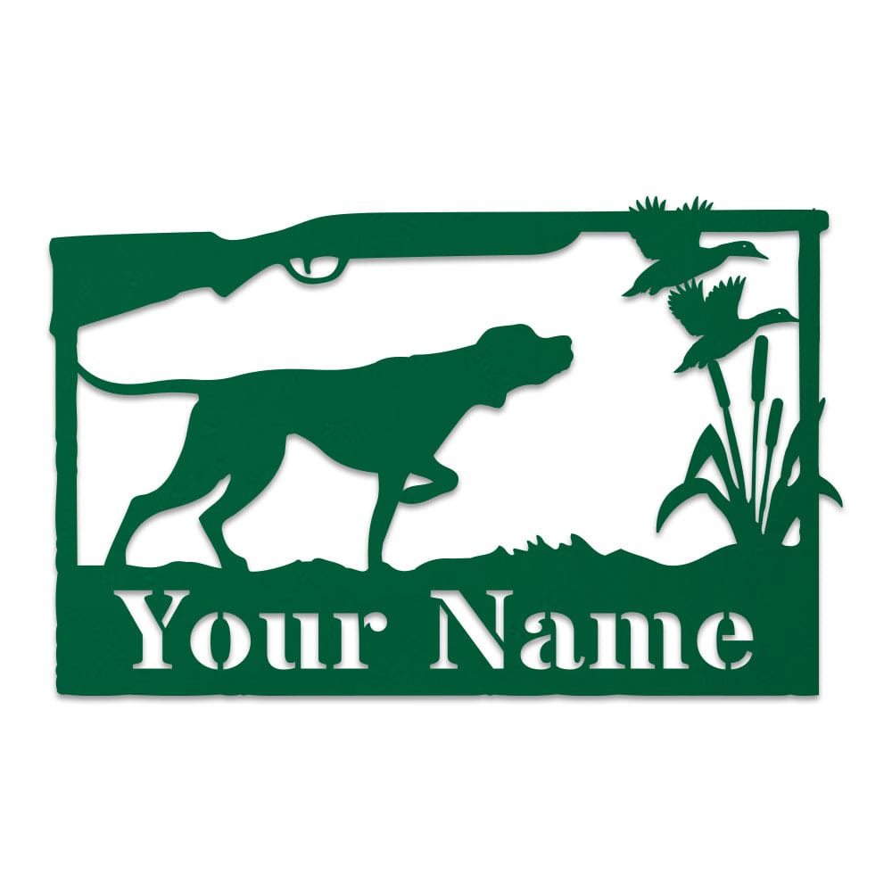 Hunting Dog & Ducks Monogram Metal Sign