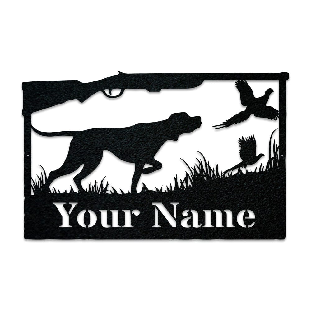 Hunting Dog & Pheasant Monogram Metal Sign