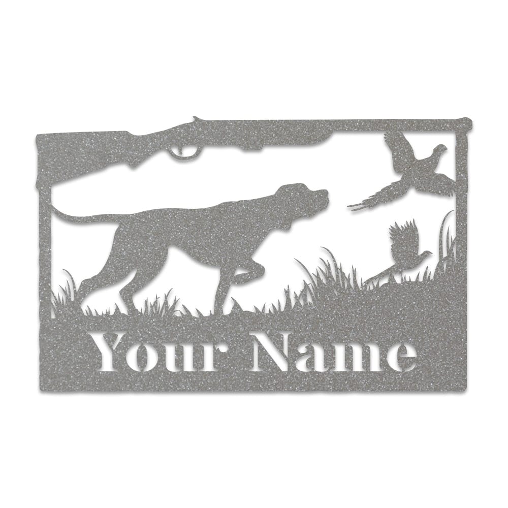 Hunting Dog & Pheasant Monogram Metal Sign