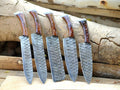 Premium Custom Handmade Forged Damascus Steel Kitchen Chef Knife Set – Rosewood Handles & Leather Roll Kit