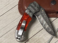 Best Folding Pocket Knife with Pocket Clip and Epoxy Resin Handle, 3.2 Inches Blade Length and Leather Case - For Sale by KBS Knives Store