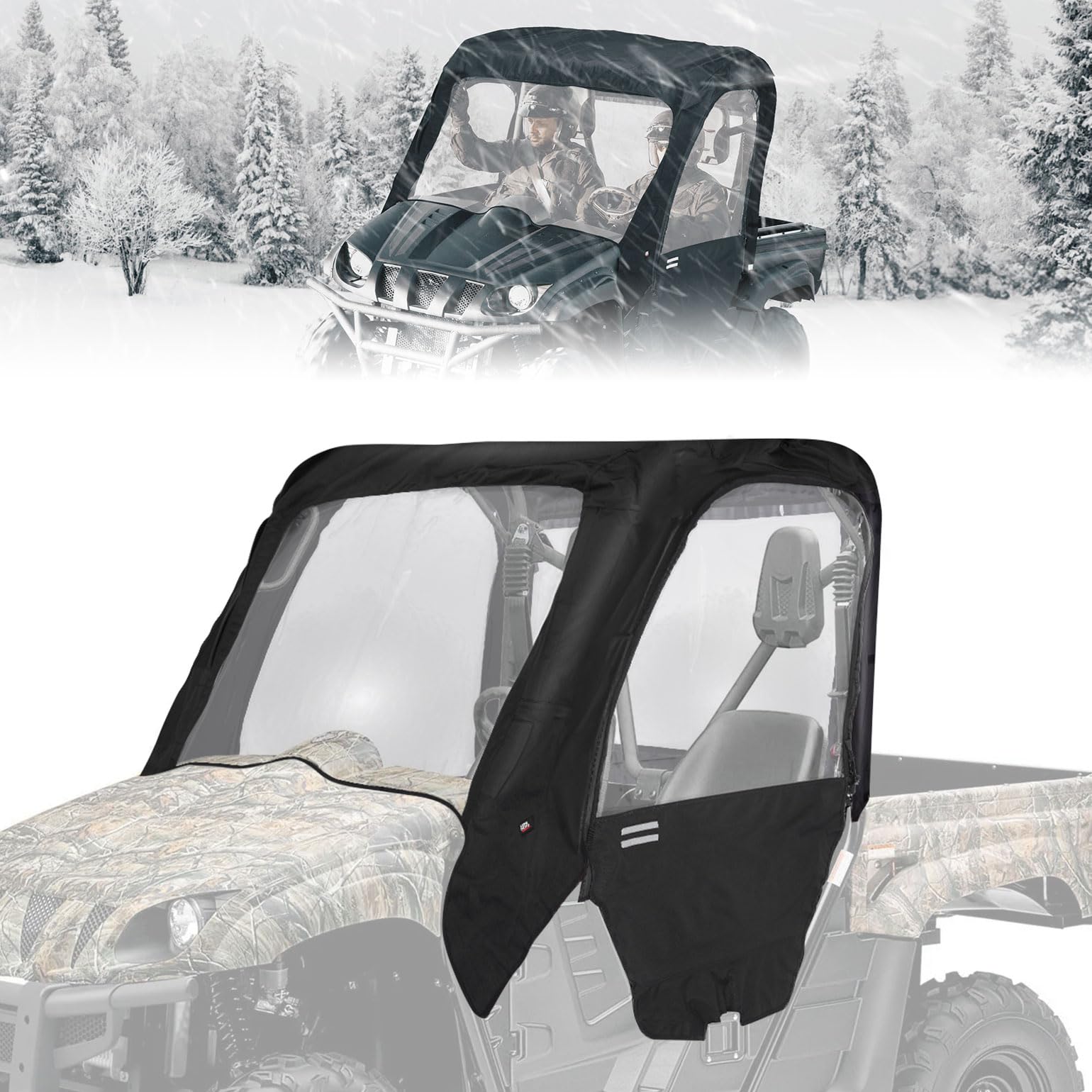 Kemimoto UTV Cab Enclosure Heavy-Duty 900D Rhino with Half Door