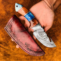 Damascus Steel Guthook Skinner Knife