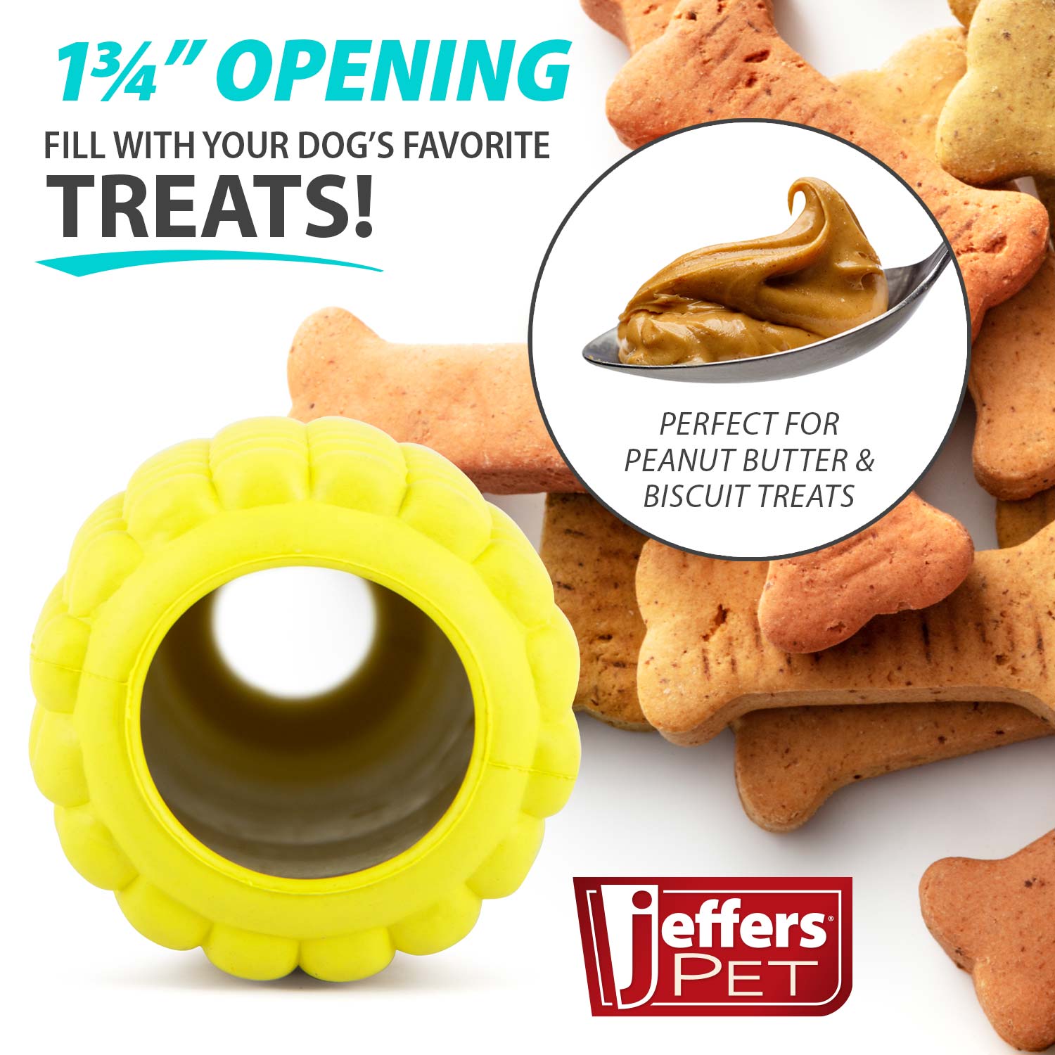 Jeffers Corn Cob Natural Rubber Stuffable Treat Dispenser Dog Dental Chew Toy