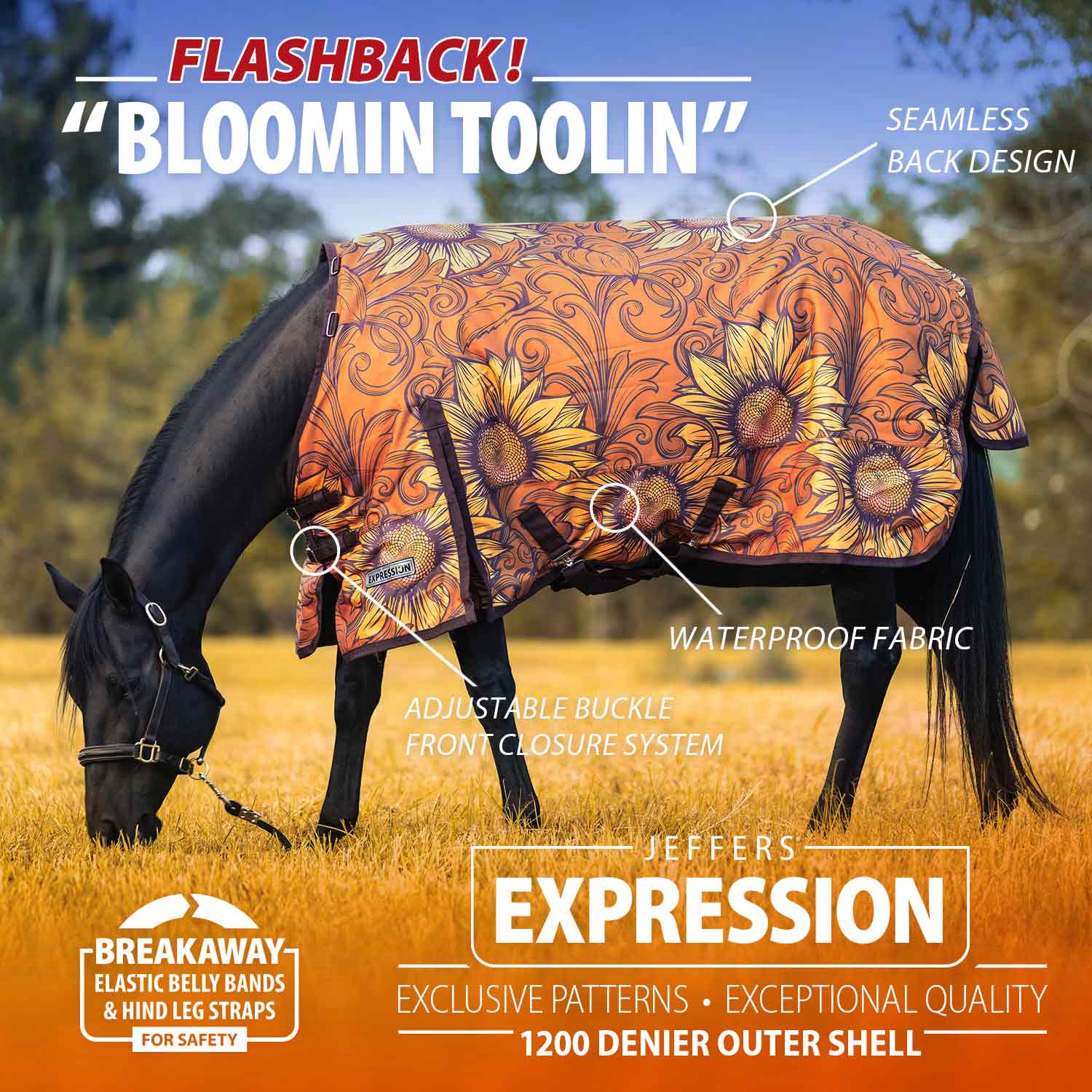 Jeffers Expression 1200 Denier Standard Neck Horse Turnout Sheet, 0 Gram