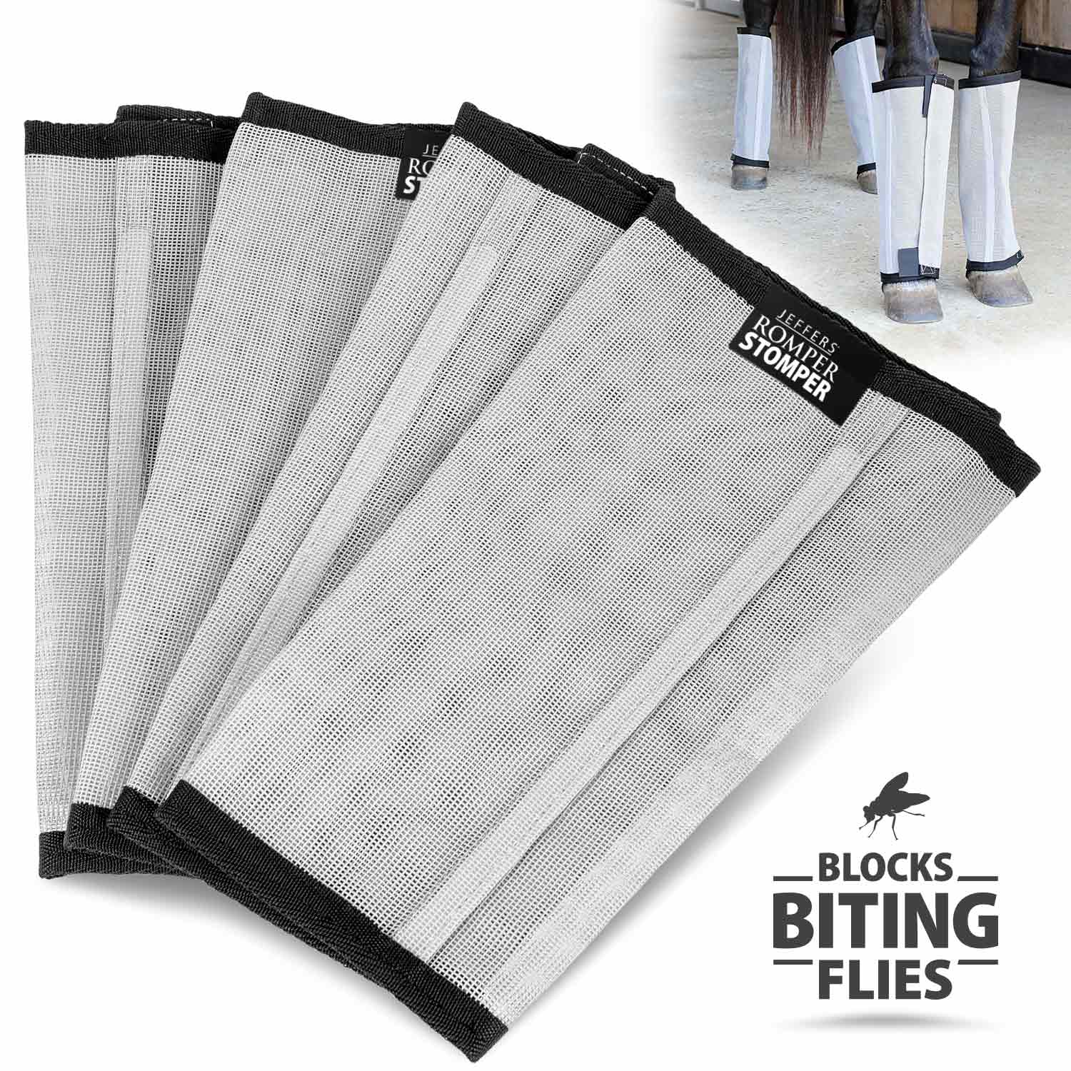 Pre-Sale Jeffers Romper Stomper "Stomp-Free" Fly Boots for Horses, 4 pack