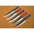 JW SteelCrafts 5-Piece Gyuto Set, Kurouchi Carbon Steel Blades, Multicolor Pakka Wood Handles