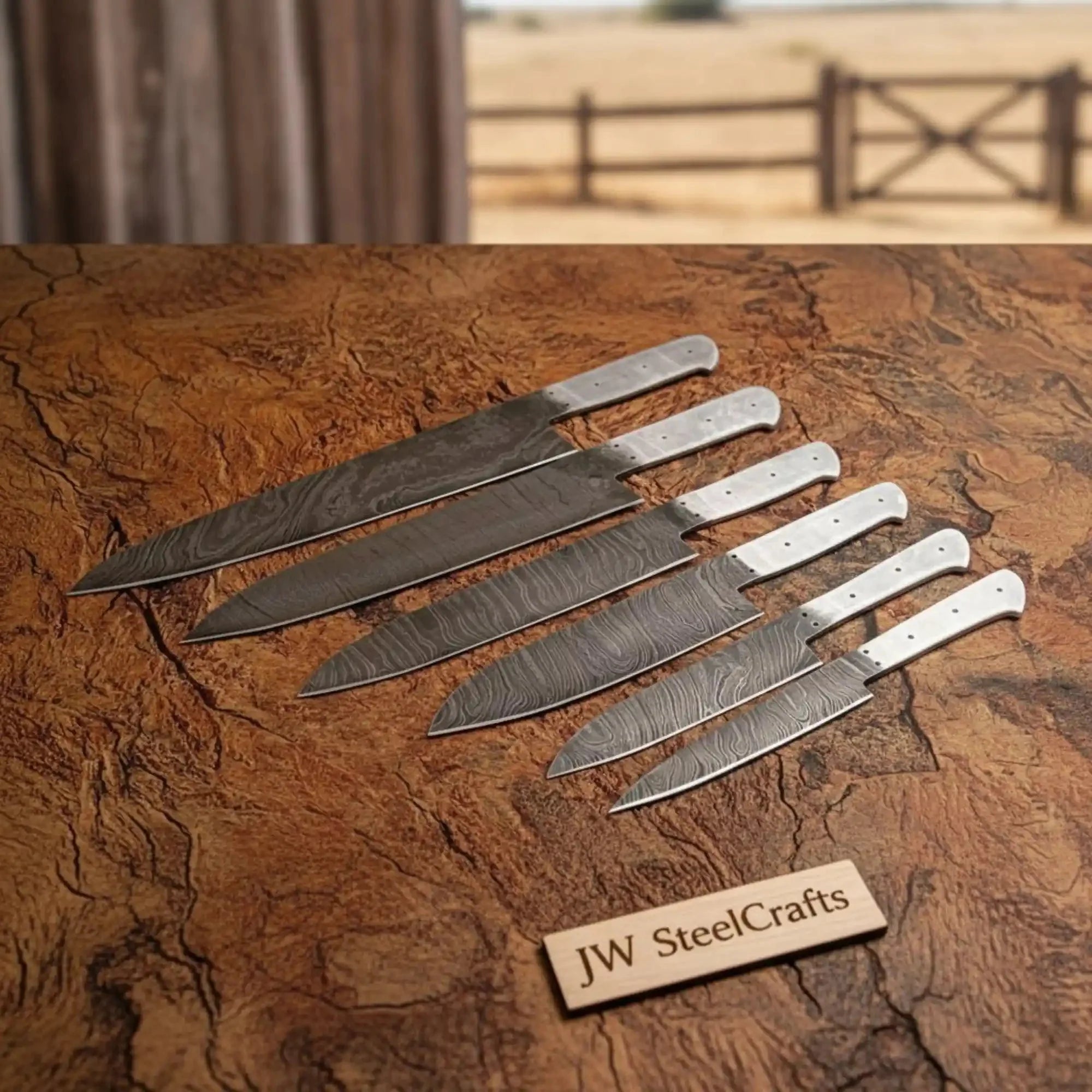 JW SteelCrafts Artisan Damascus Blade Blanks — Custom Knife Making Set