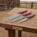JW SteelCrafts Artisan Damascus Meat & Prep Knife Set (3-Piece)