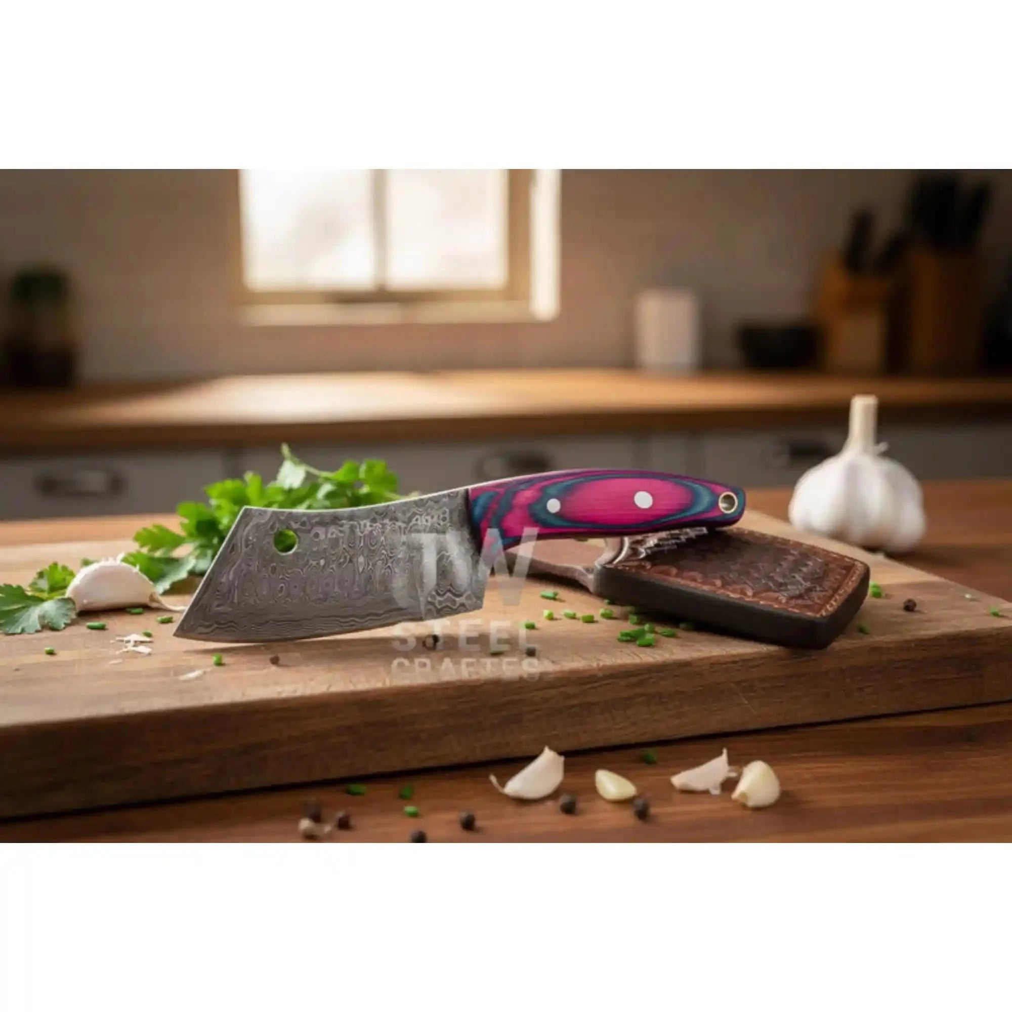 Ko-Bunka Knife Damascus Steel, Reverse Tanto