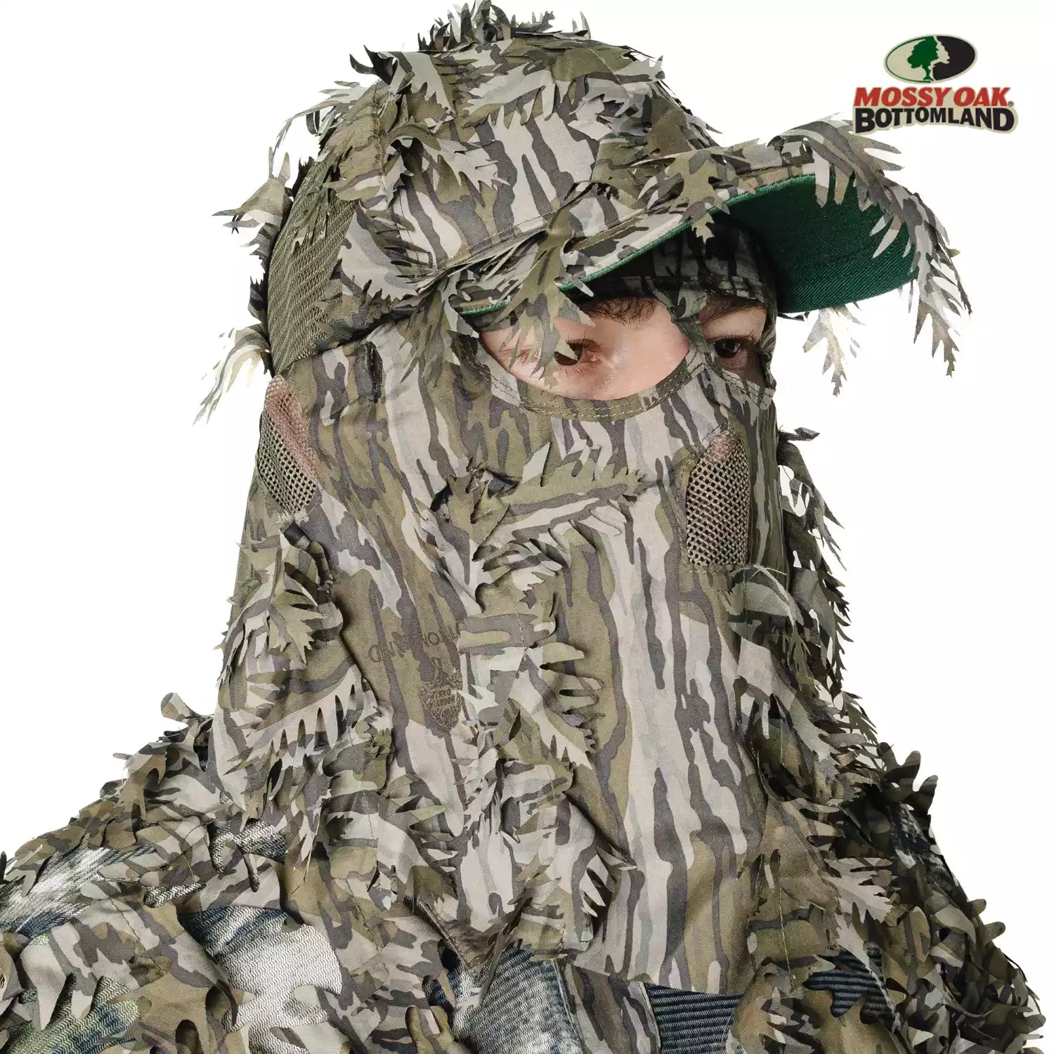 3D Leafy Camo Face Mask Ball Cap in Mossy Oak and Realtree (Adj, OSFM)