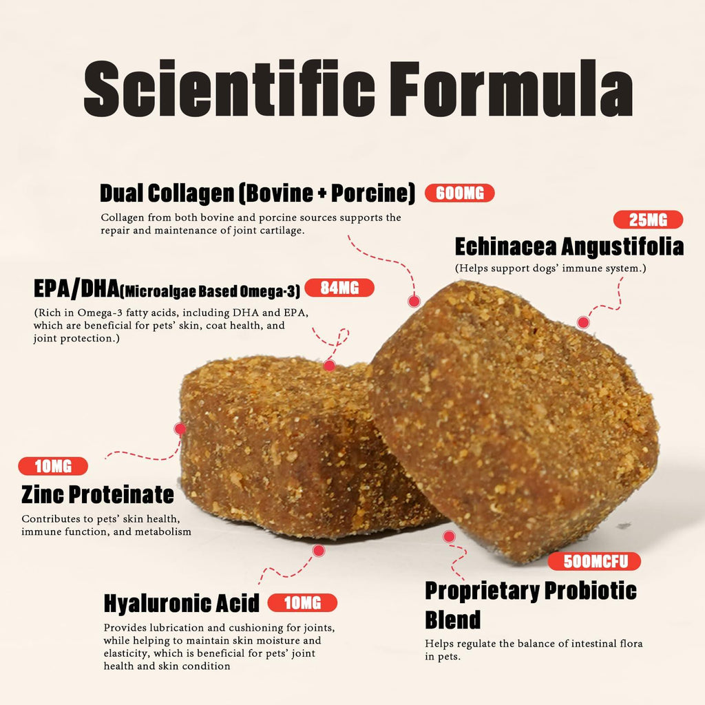 BestBy11/25 Orsacchiotto Collagen Dog Chews Beef Flavor 90 Count Itch Relief