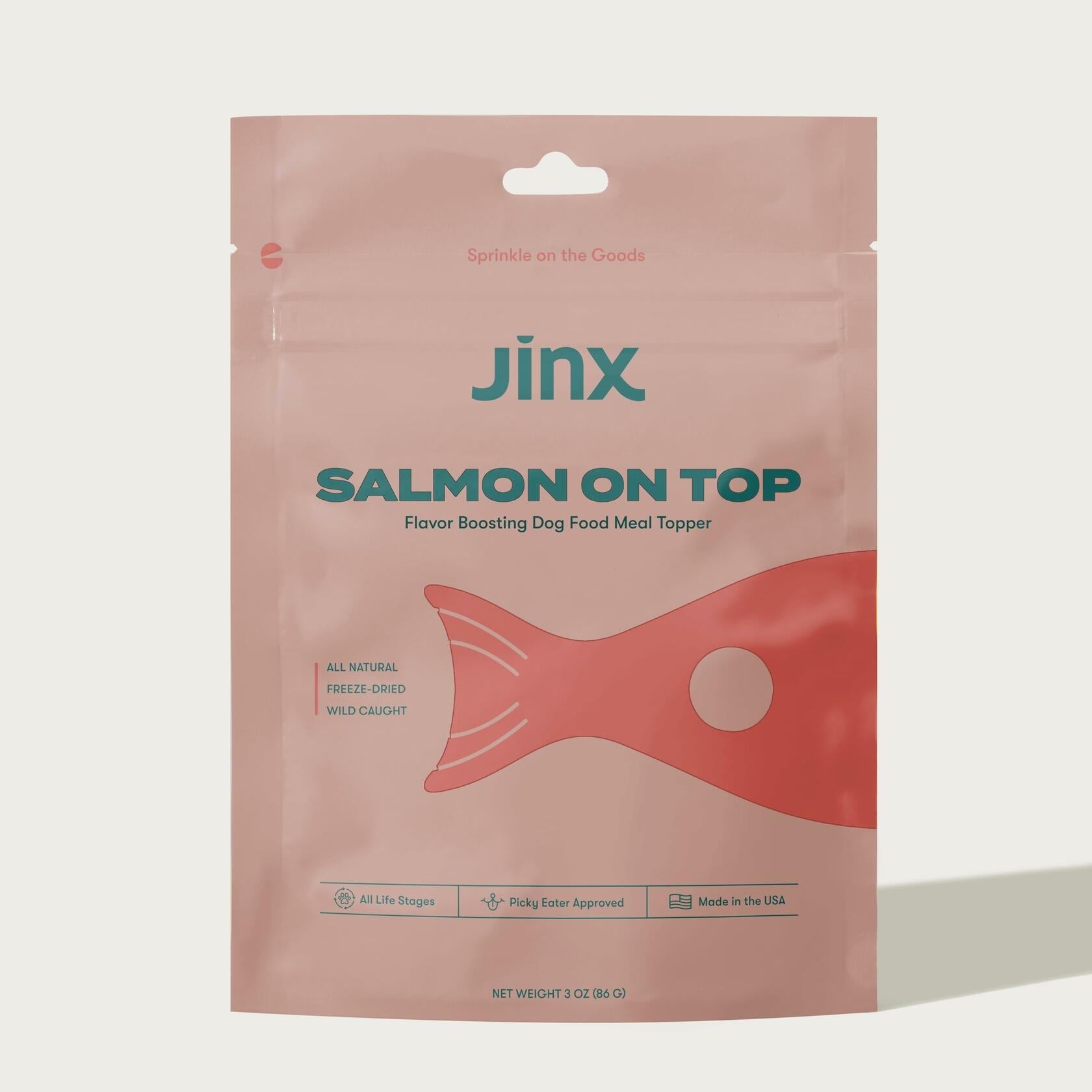 BestBy12/25 Jinx Freeze-Dried Dog Food Toppers Salmon on Top 3oz Natural