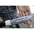 Pattern Welded knife with Black/White Resin handle