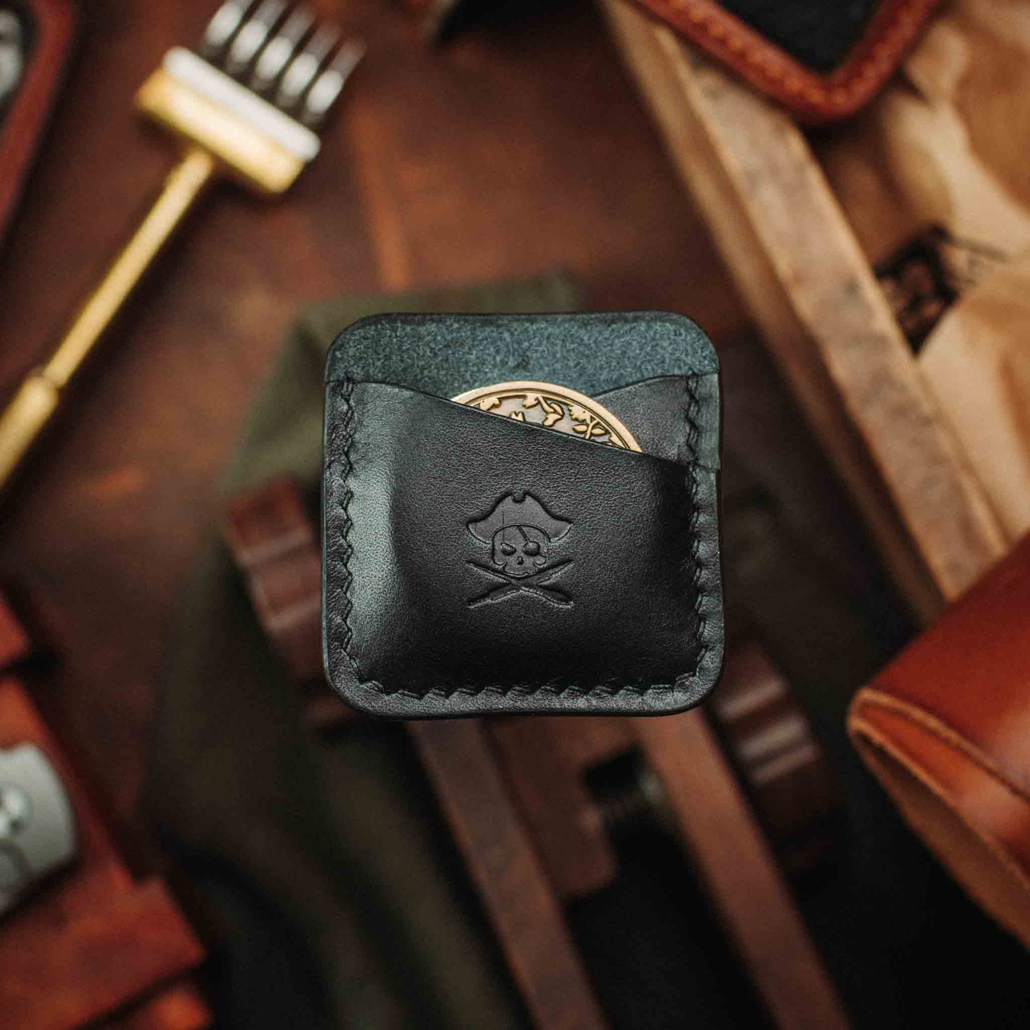 Pirate Goods Peso Pocket Duo Coin Holder – Leather Challenge Coin Case for Two Coins