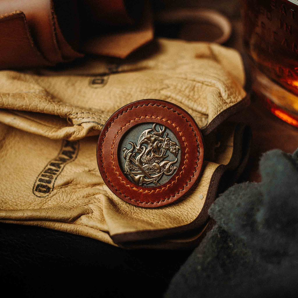 Pirate Goods Peso Pocket v2 Coin Holder – Round Leather Challenge Coin Case for EDC
