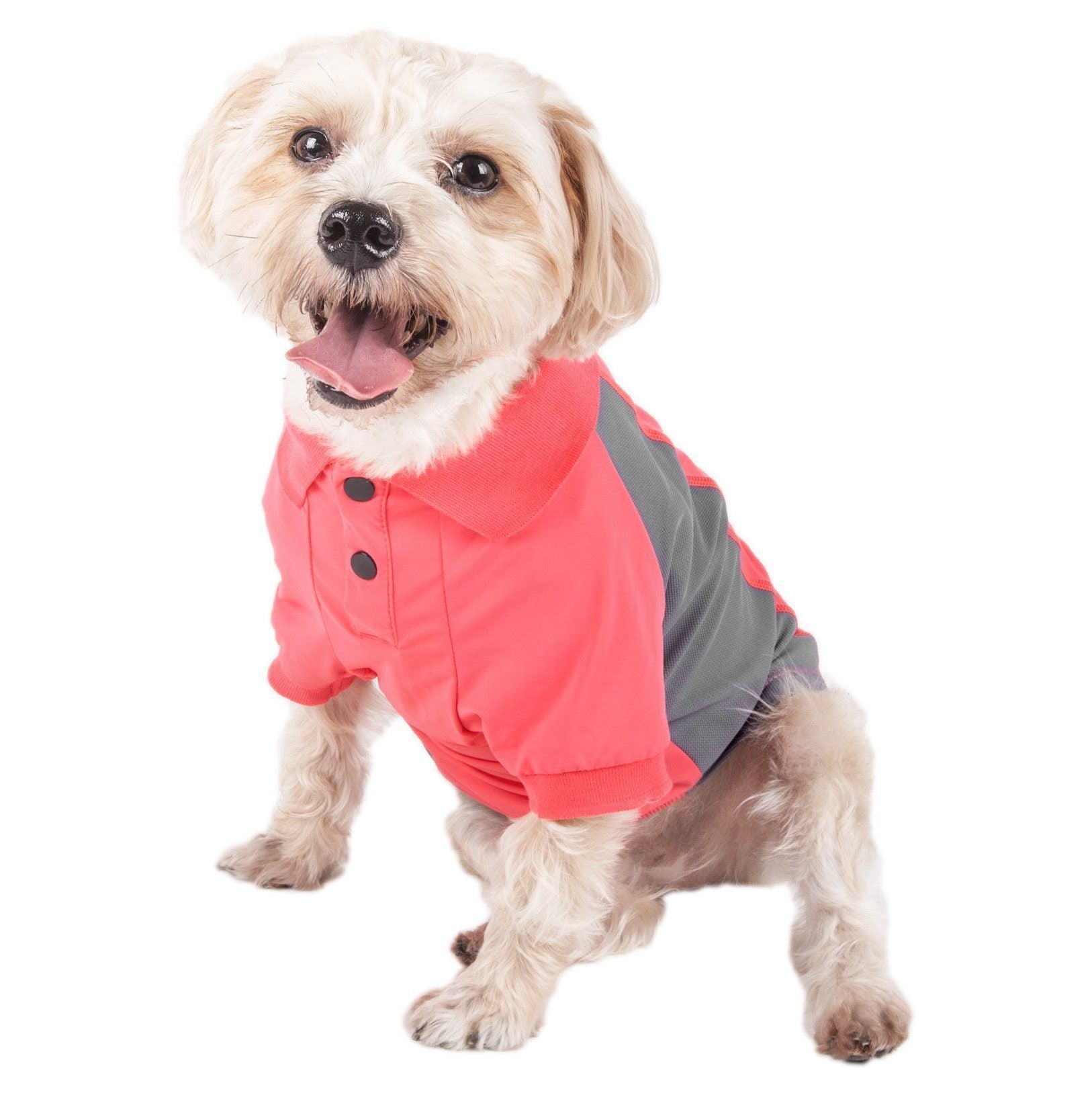 Pet Life ® Active 'Barko Pawlo' Relax-Stretch Quick-Drying Performance Dog Polo T-Shirt