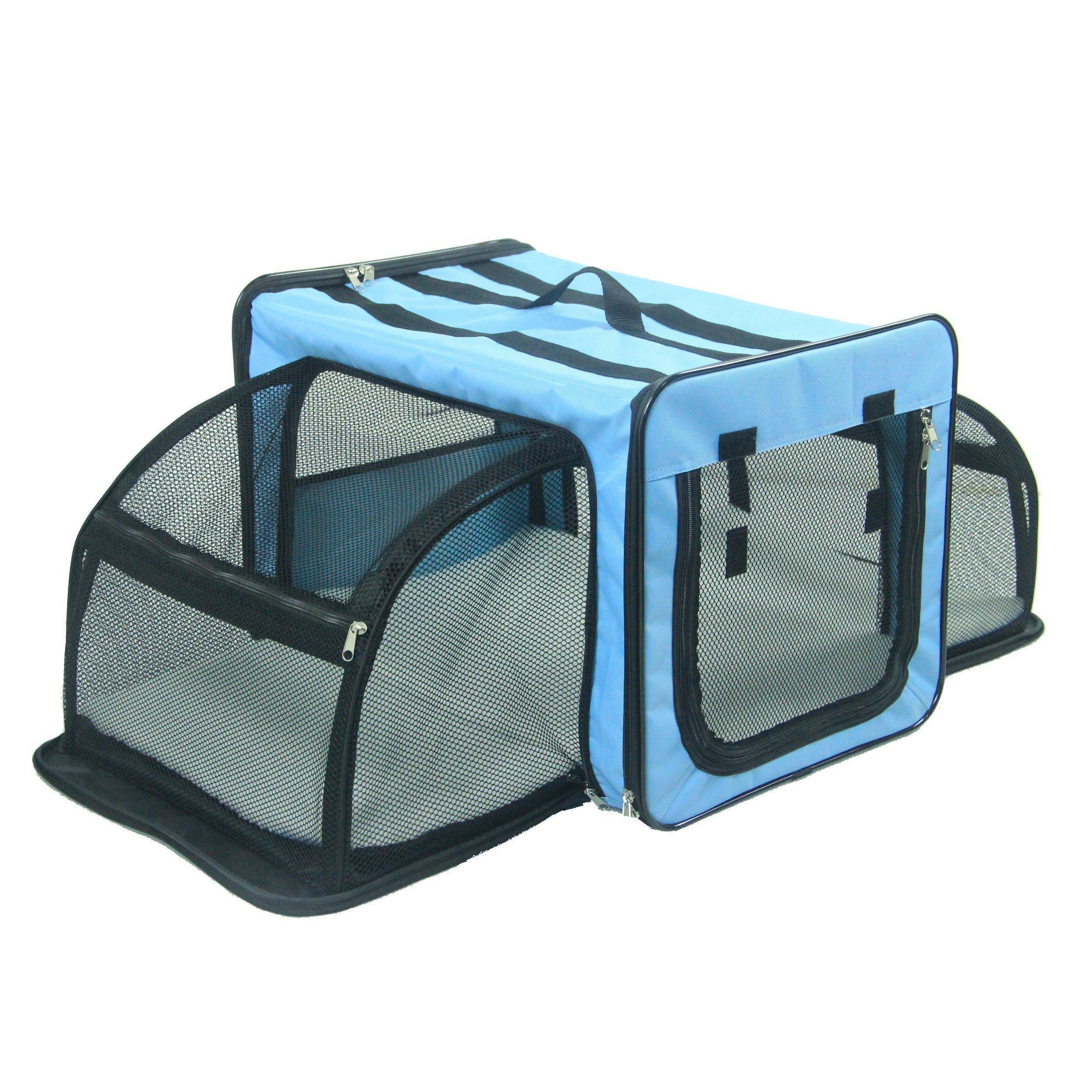 Pet Life ® 'Capacious' Dual-Sided Expandable Spacious Wire Folding Collapsible Lightweight Pet Dog Crate Carrier House