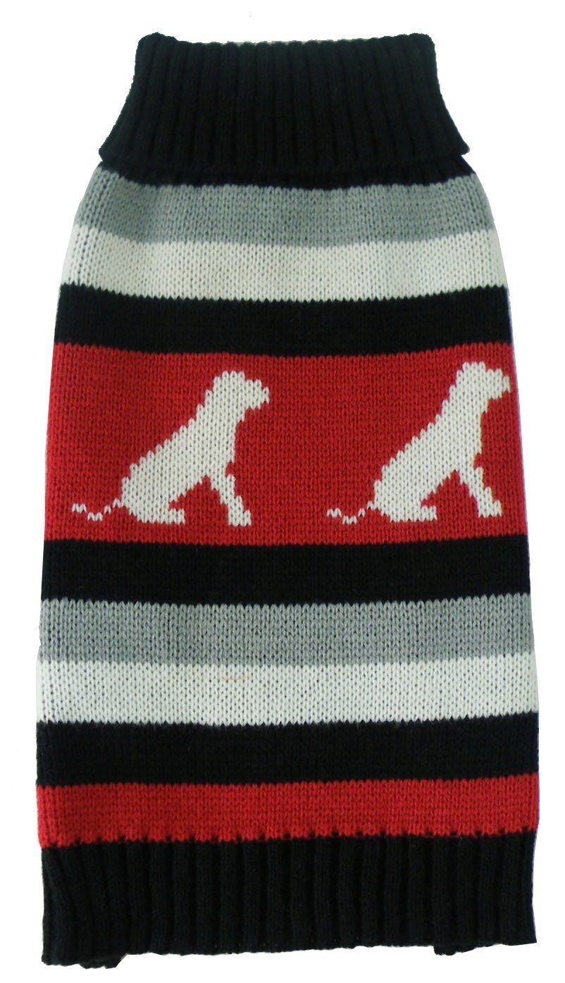 Pet Life ® Dog Patterned Fashion Striped Ribbed Turtle Neck Dog Sweater
