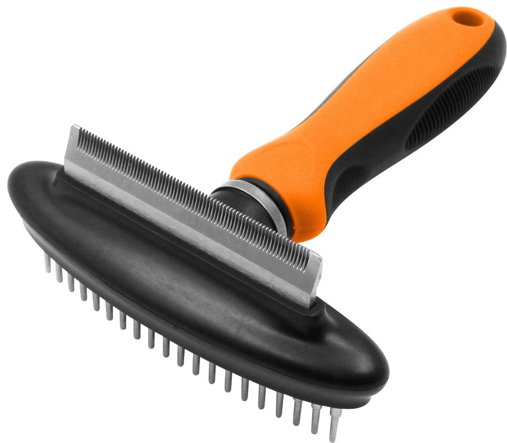 Pet Life ® Flex Series 2-in-1 Dual-Sided Grooming Undercoat Pet Rake and Deshedder