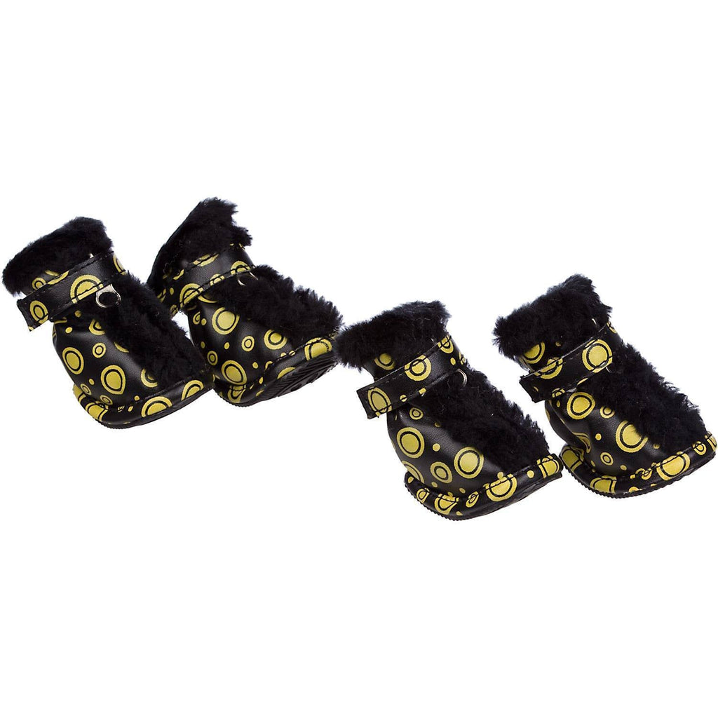 Pet Life ® Fur-Comfort 3M Insulated Fashion Fur and PVC Waterproof Winter Dog Boots - Set of 4