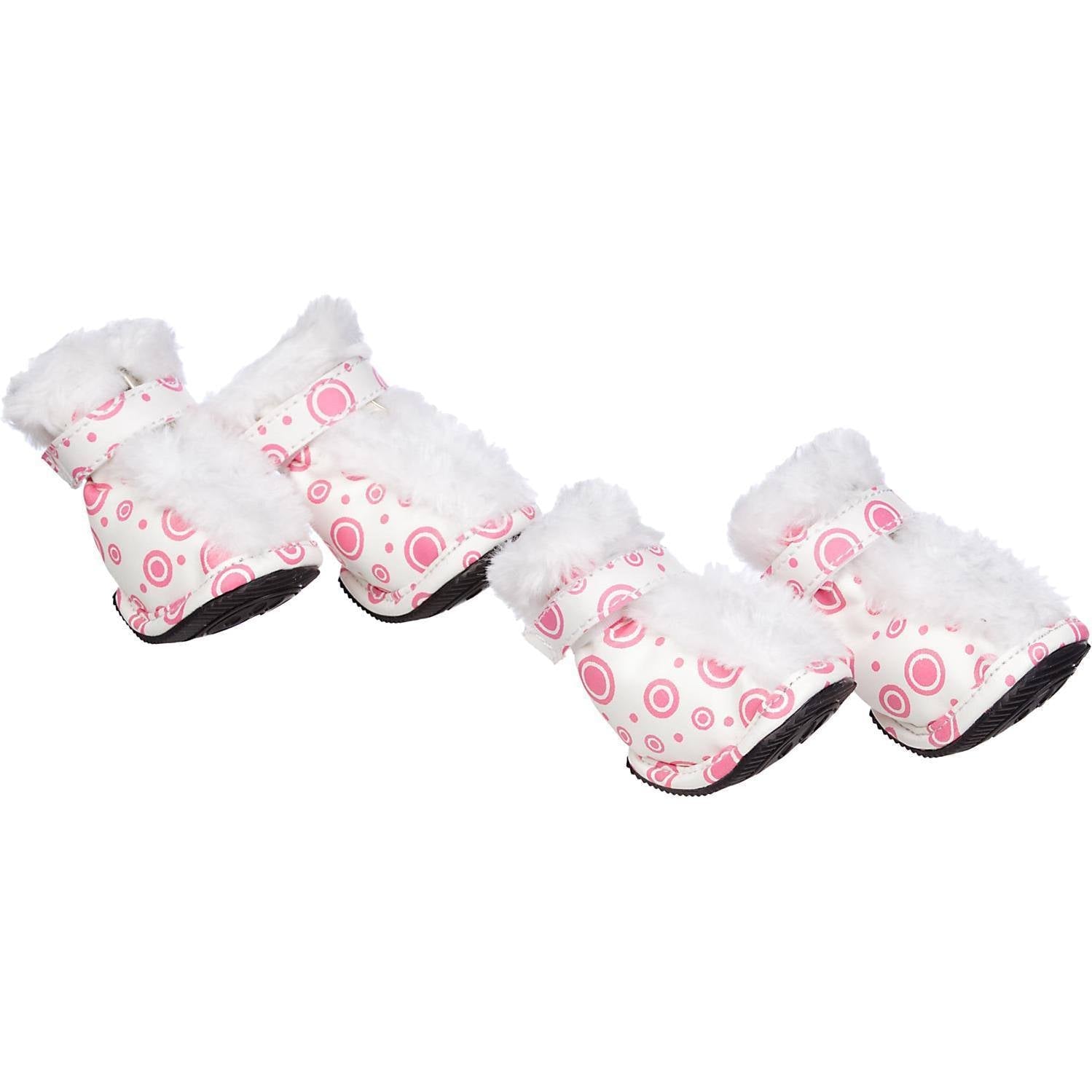 Pet Life ® Fur-Comfort 3M Insulated Fashion Fur and PVC Waterproof Winter Dog Boots - Set of 4