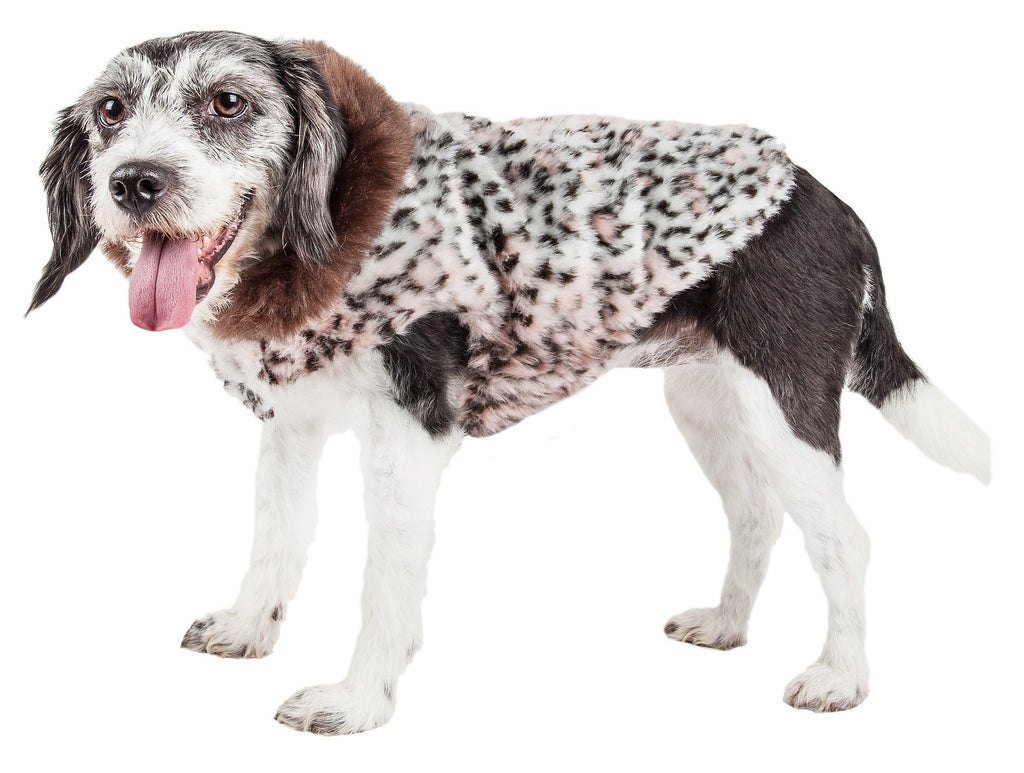 Pet Life ® Luxe 'Furracious' Cheetah Patterned Mink Designer Fashion Fur Dog Coat