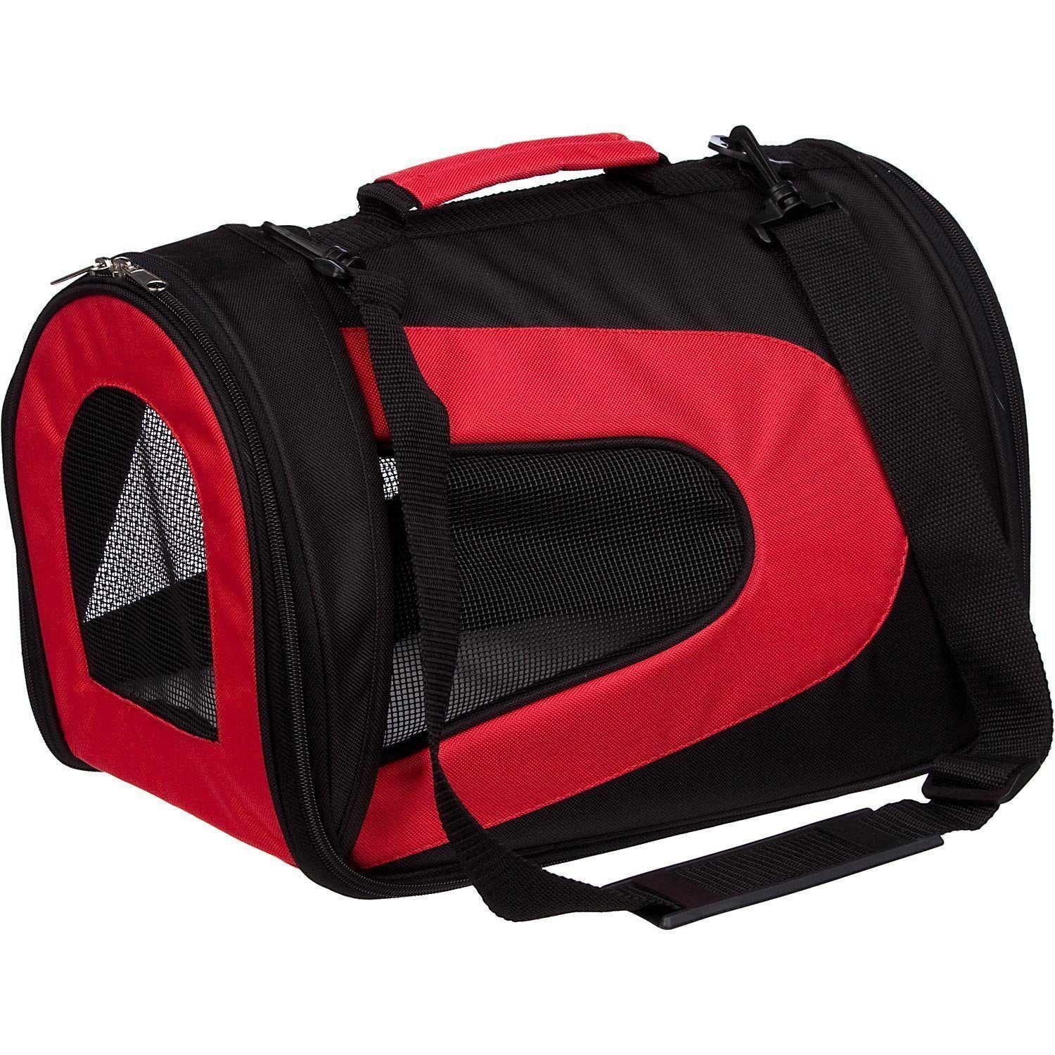Pet Life ® Sporty Mesh Airline Approved Zippered Folding Collapsible Travel Pet Dog Carrier