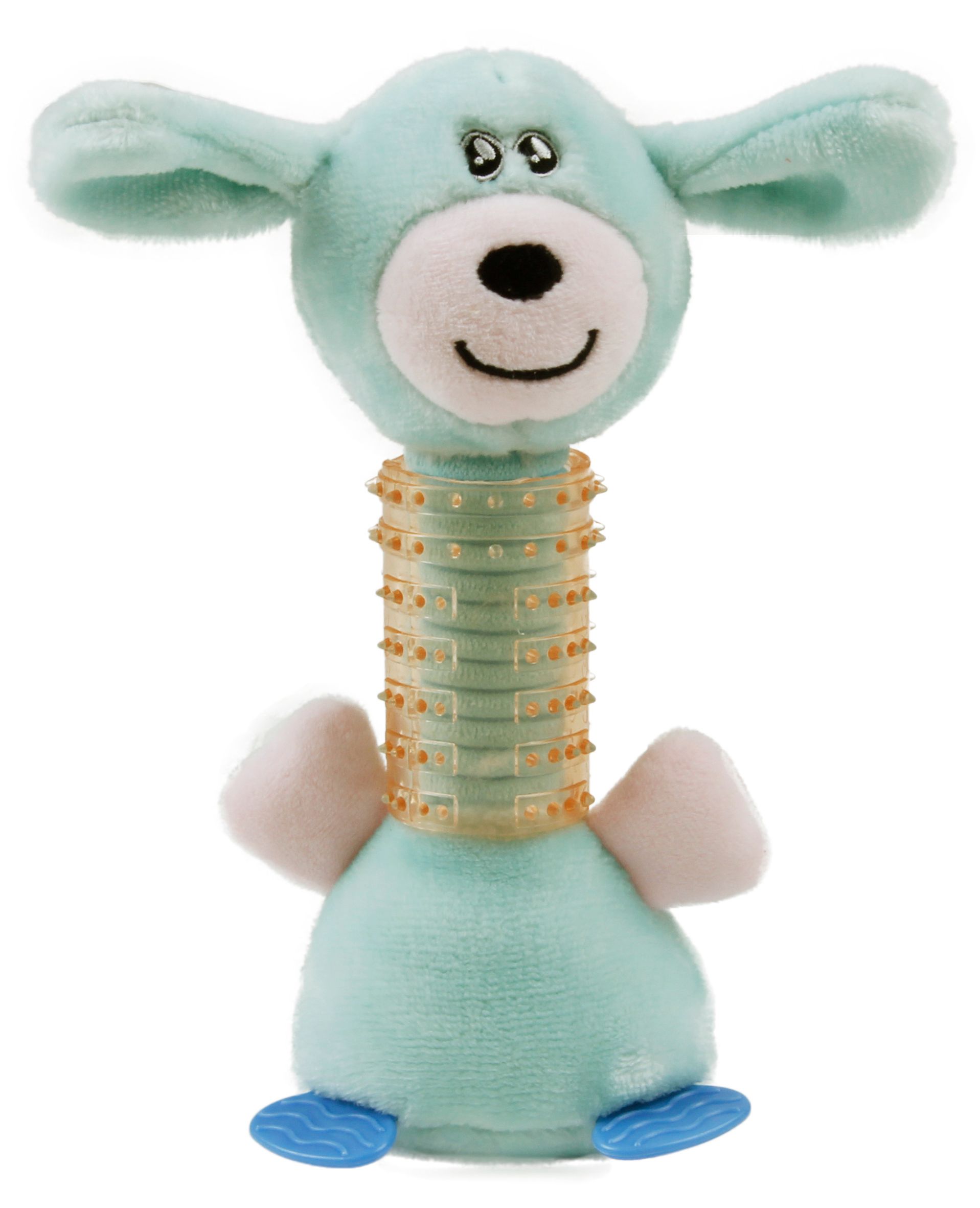 Pet Life ® Totty-Chew' Plush and Rubber Squeaking Newborn Teething Cat and Dog Toy