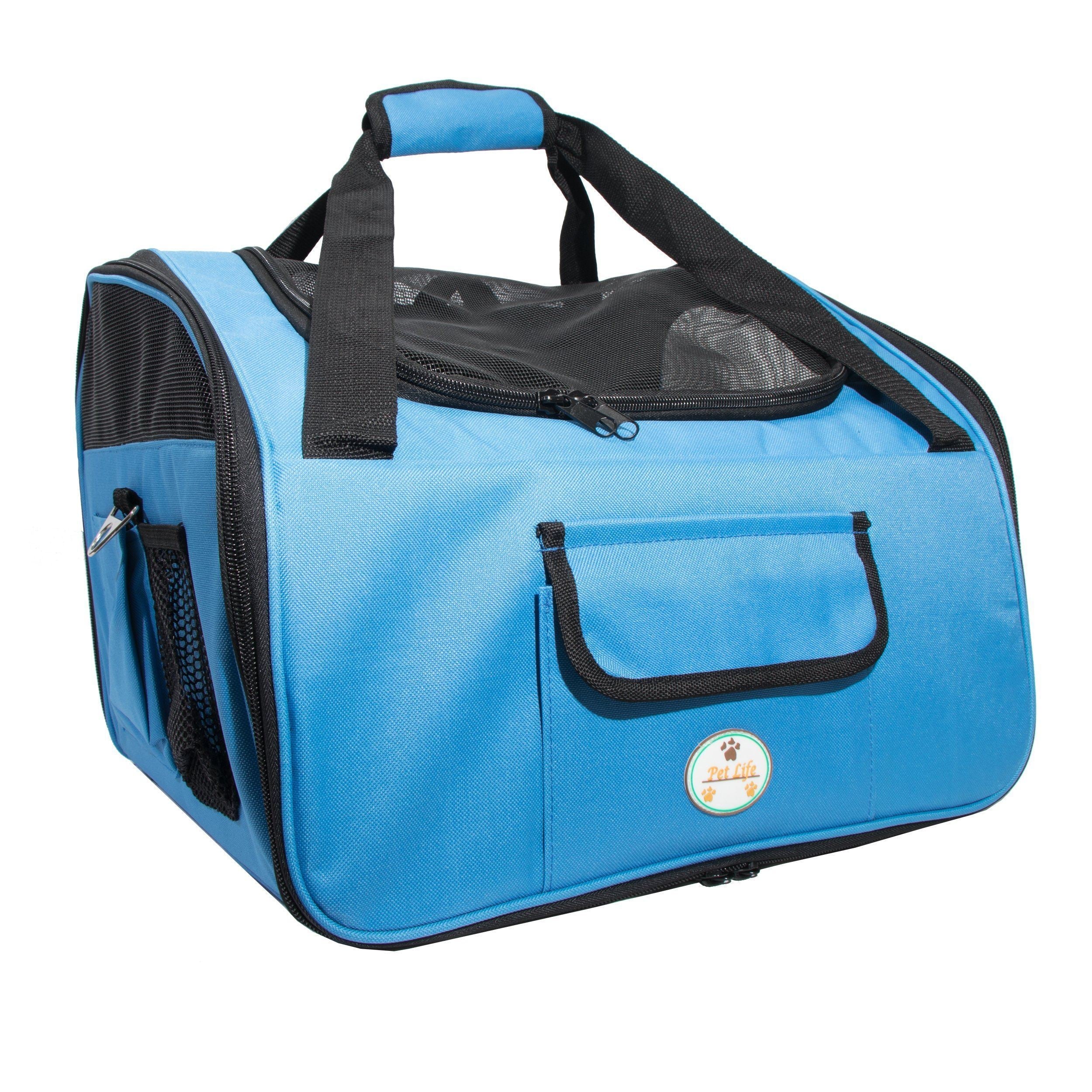 Pet Life ® 'Ultra-Lock' Collapsible Safety Travel Wire Folding Pet Dog Carseat Car Seat Carrier crate