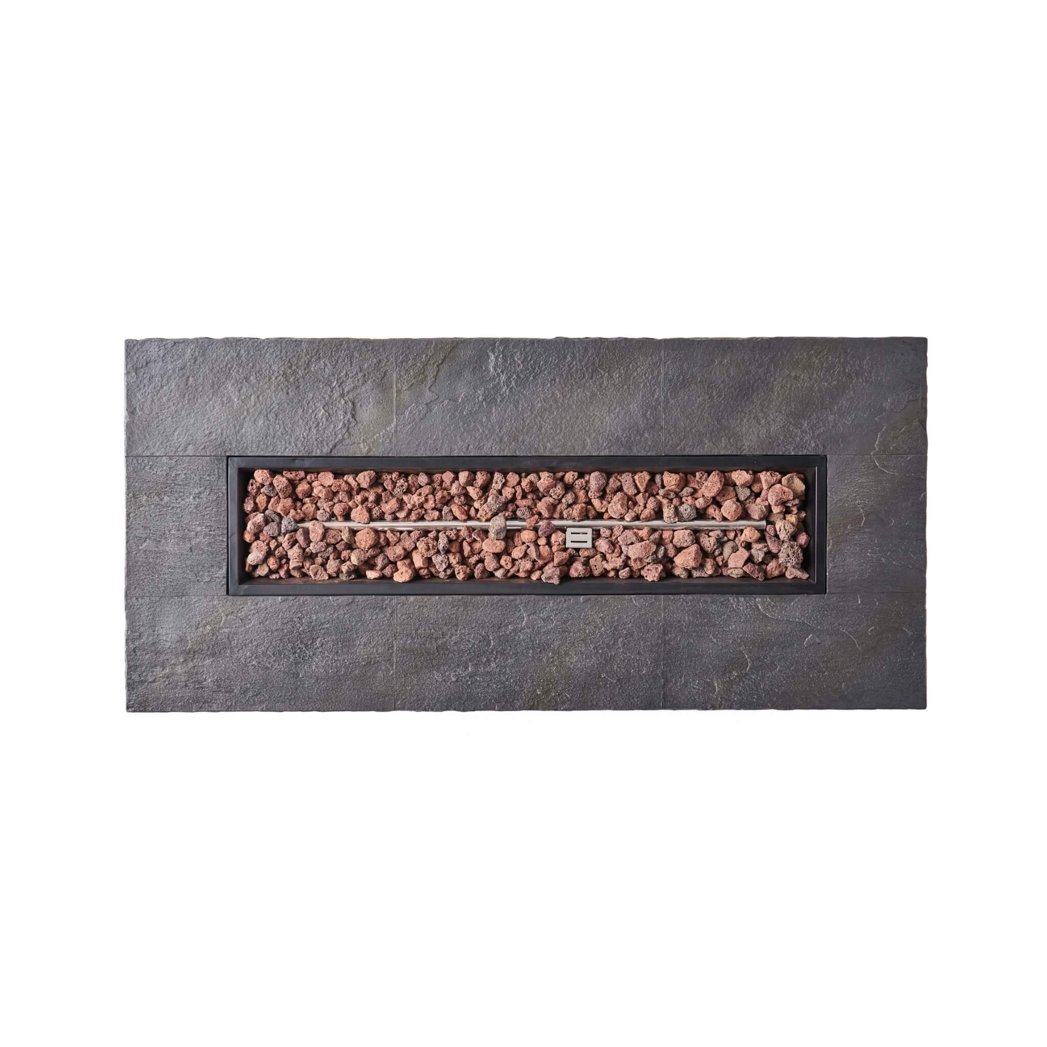 Alora Premium 56" Outdoor Rectangular Concrete Propane Fire Pit W/ Faux Stone Pattern, 50K BTU (SAK31845)