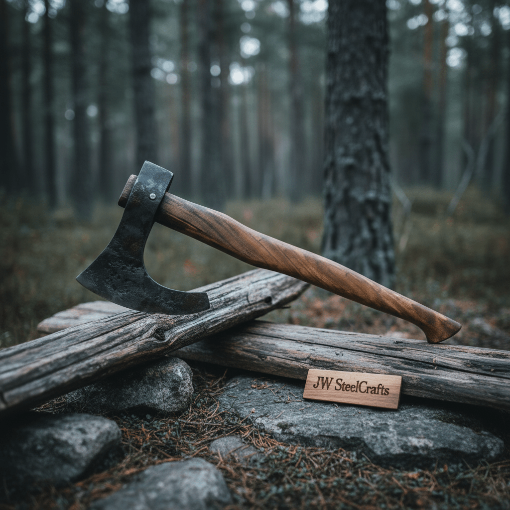 Real Forged Viking Combat Tomahawk bearded axe hatchet With Rose Wood Handle