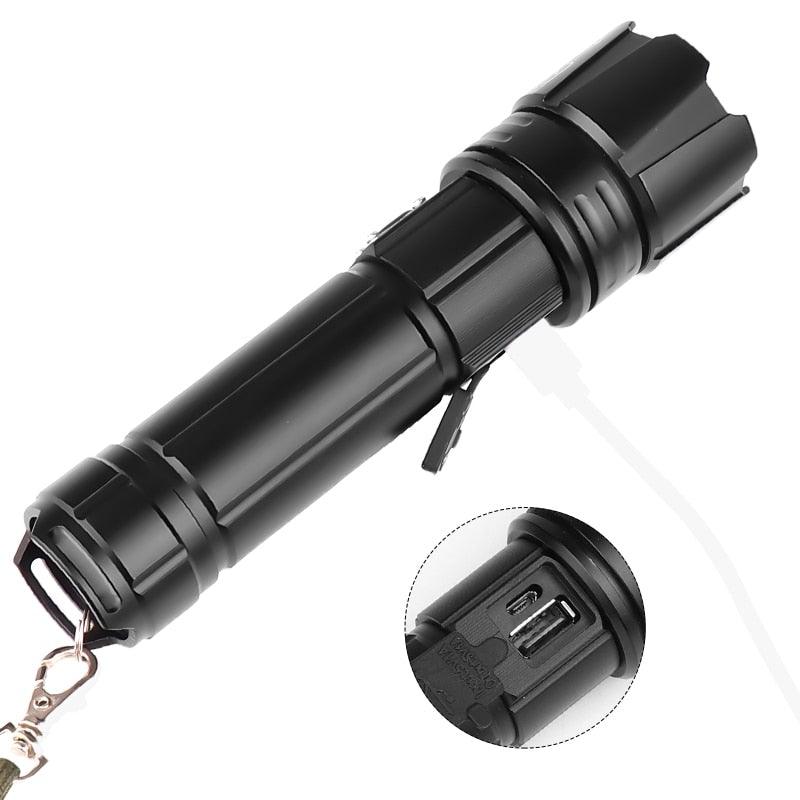 Rechargeable LED Flashlight High Lumen USB Ultra Bright Adjustable Powerful Zoomable Flashlight Water Resistant For  Daily Household and Outdoor Camping Hiking Riding Running