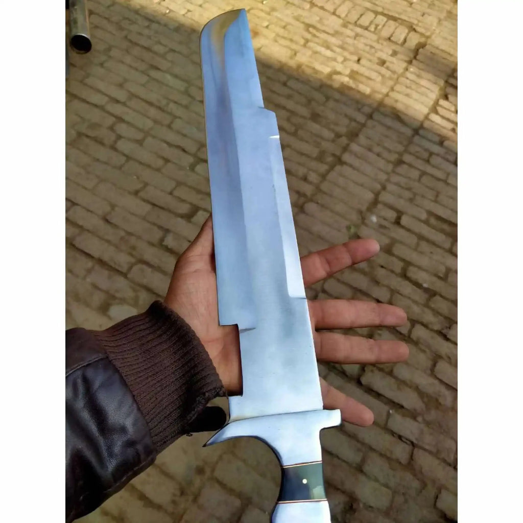 Recurved Clip Point Bowie Knife with Spanish Notch and Coffin-Influenced Handle