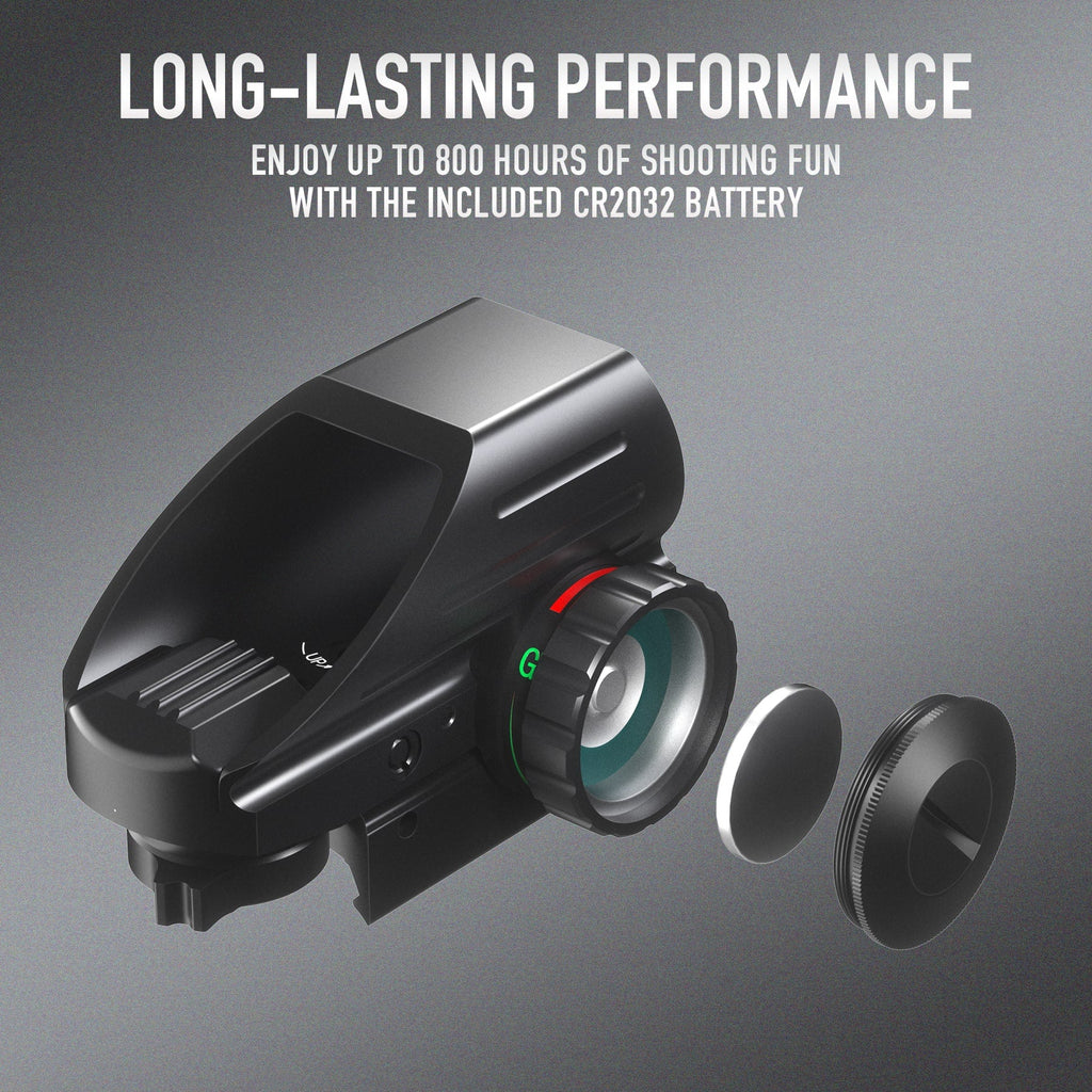 Red & Green Reflex Dot Sight, 4 Reticle Types, Strong Lens Frame