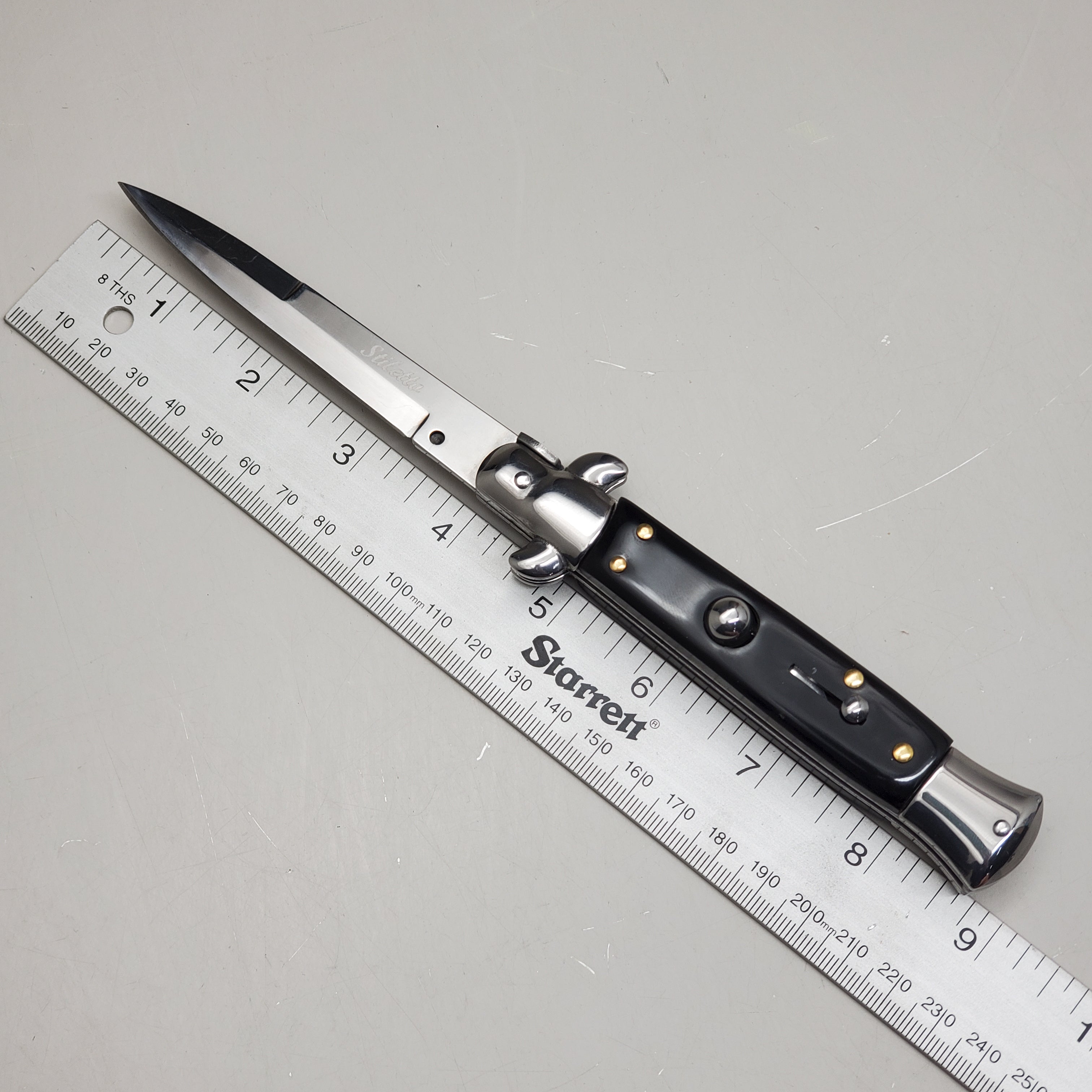 ZA@ ARMED FORCE TACTICAL Hand Crafted OTF Pocket Knife  9" Knife 4" Blade Black/Silver ST-6BK
