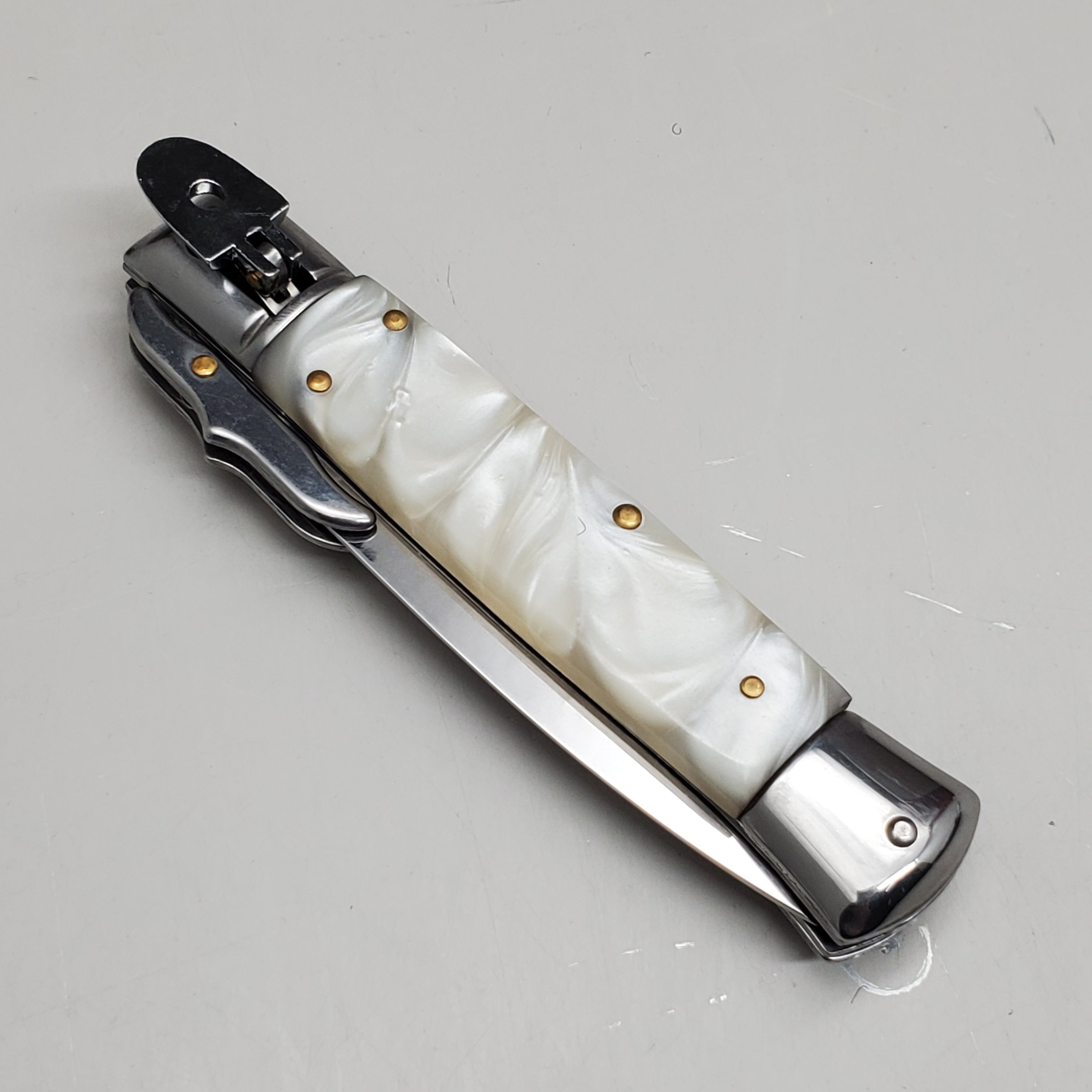 ZA@ ARMED FORCE TACTICAL 8” Handcrafted OTF Pocket Knife – Ivory ST-11WP