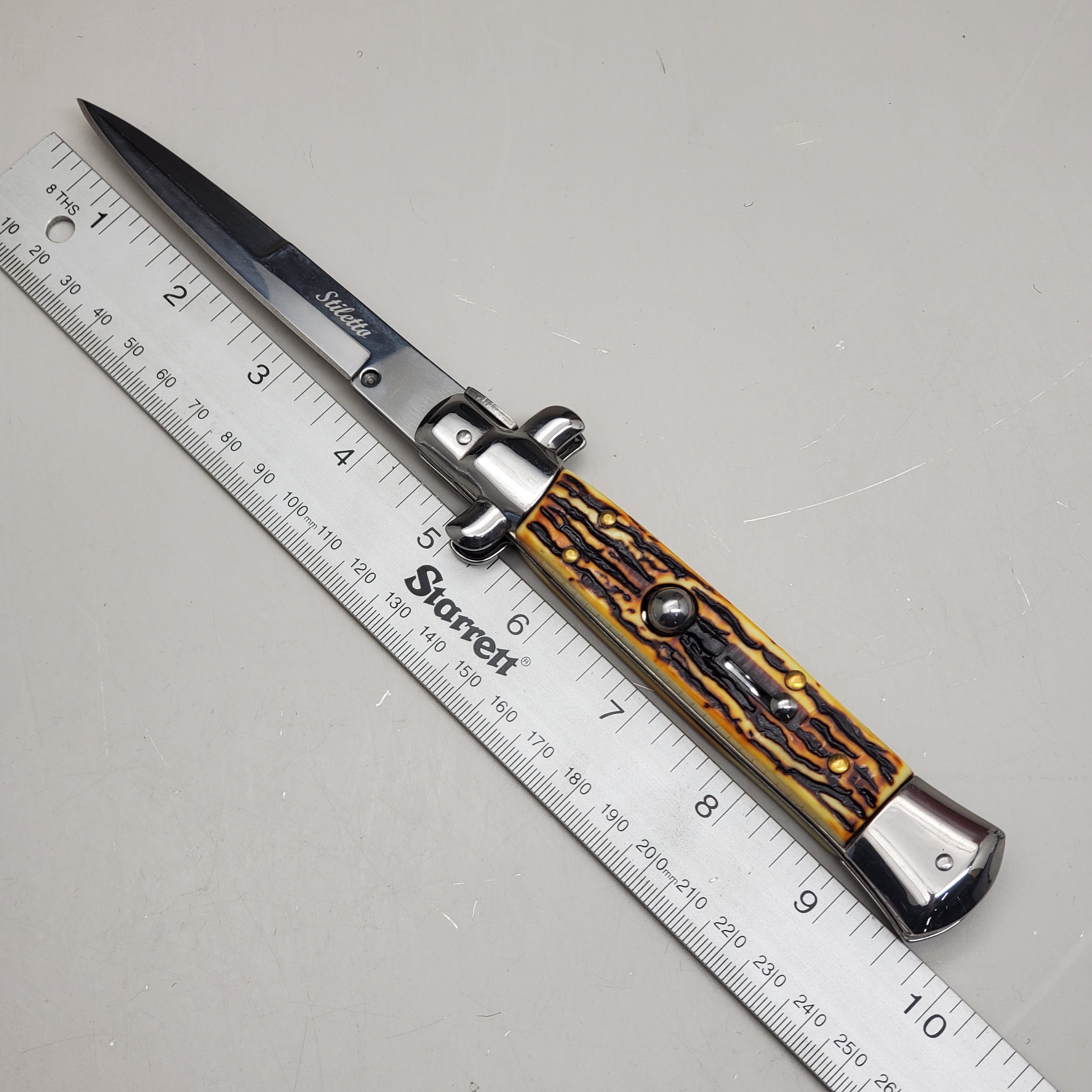ZA@ ARMED FORCE TACTICAL Hand Crafted OTF Pocket Knife 9" Knife 4" Blade Yellow/Black ST-7STG